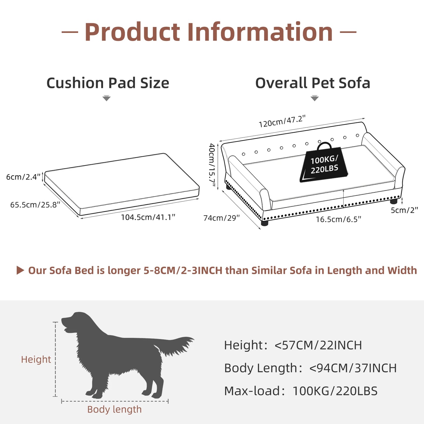 BINGOPAWCN Elevated Dog Bed Sofa Microfiber Leather Lounge Chair