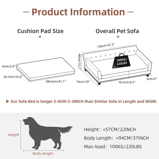 BINGOPAWCN Elevated Dog Bed Sofa Microfiber Leather Lounge Chair