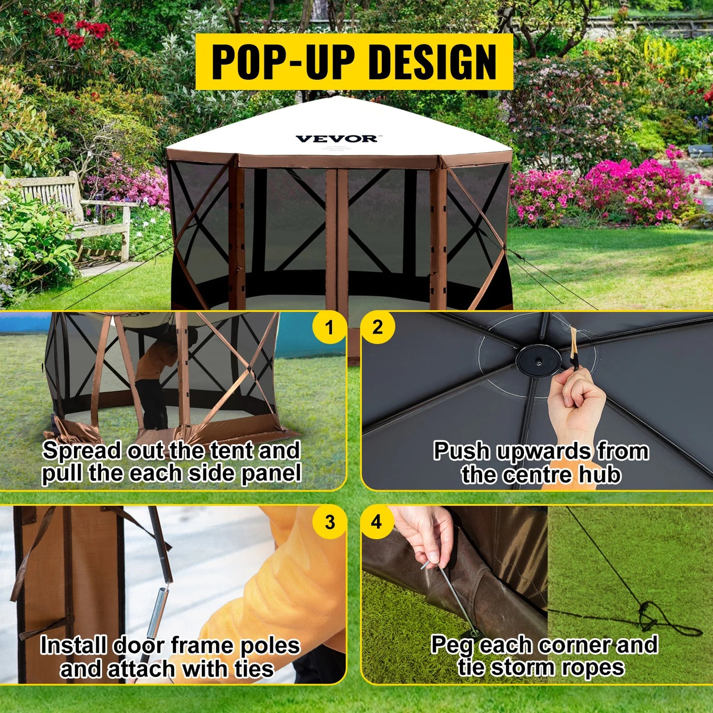 SucceBuy Pop Up Camping Gazebo Canopy Shelter Sun Shade