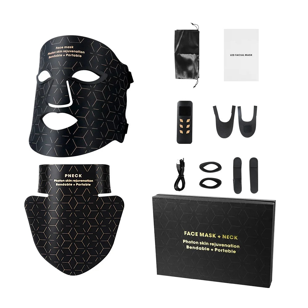 Foreverlily Silicone Facial Neck LED Mask For Anti Aging Skin Rejuvenation Brightening Photon Mask