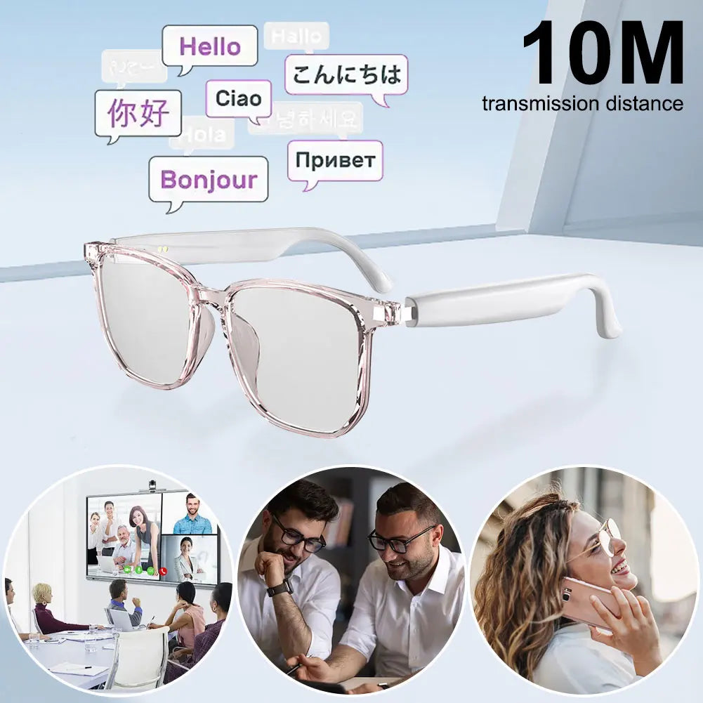 AI Glasses Wireless Earbuds Automatic Voice Translation AI Translator Glasses Support 75 Languages for Sports Meeting Recording