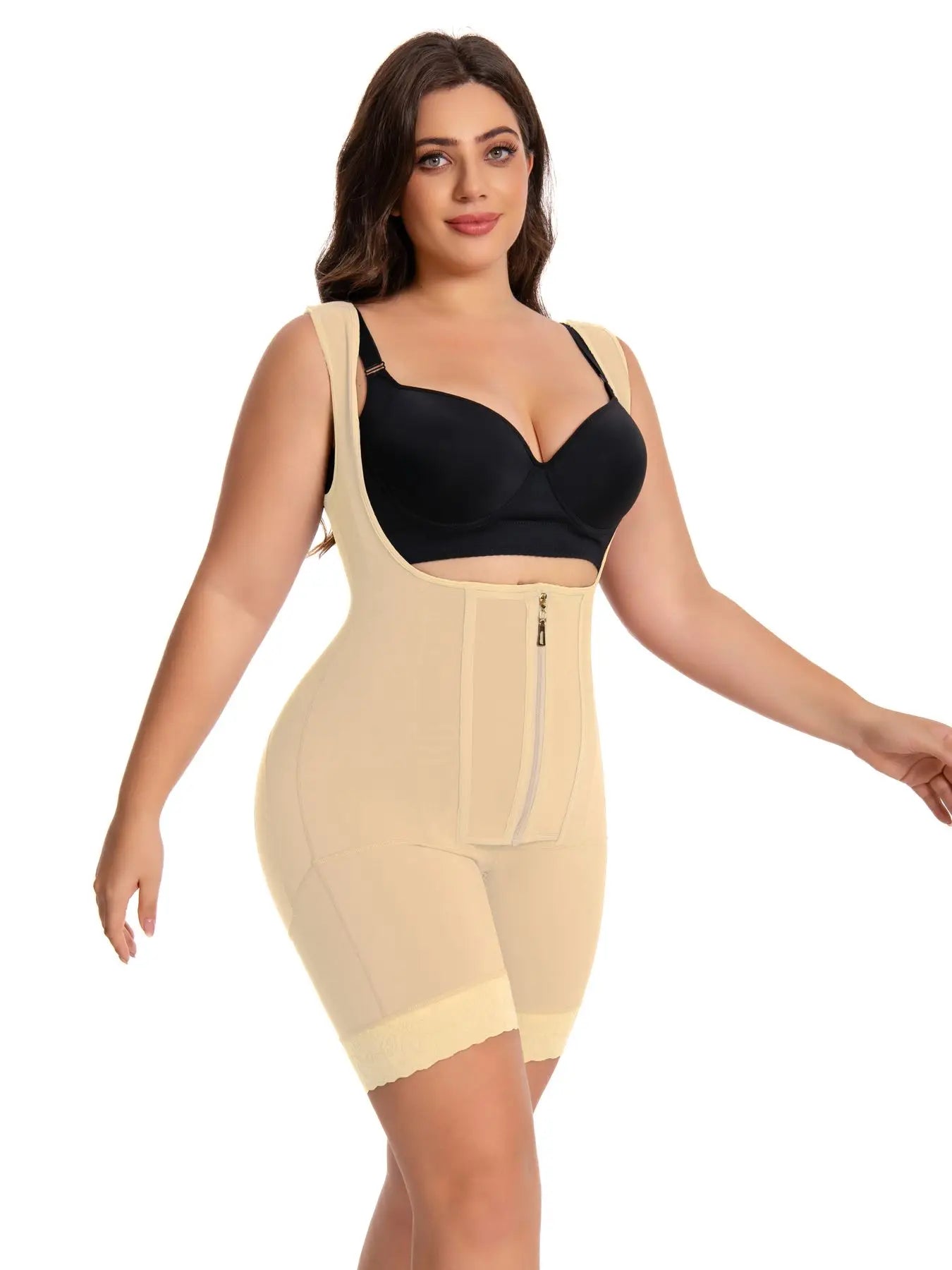 Guangdong Shapewear Women High Waist Lace Bodysuit Zipper