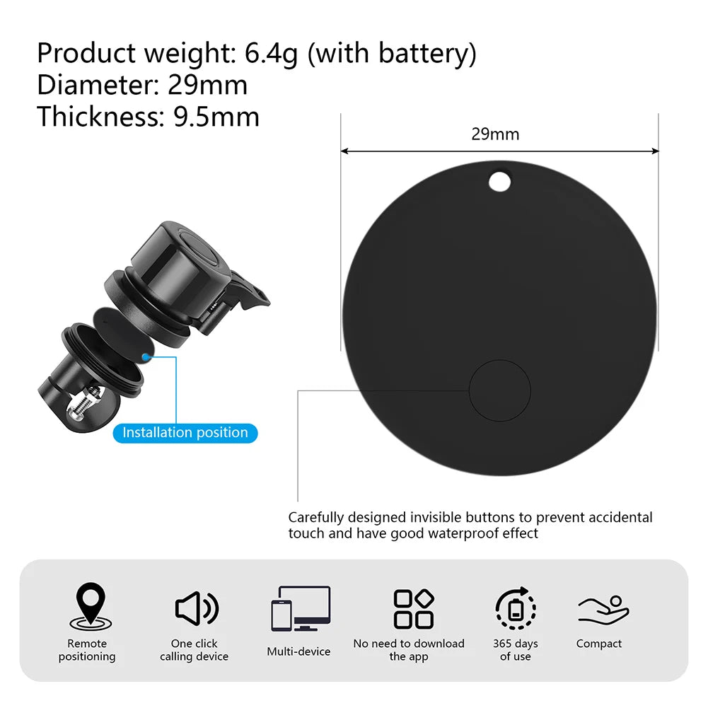 Bicycle Bell GPS Tracker for Apple AirTag Bike Mount GPS Tracker Anti-Theft Classic Bike Bell Global Locator