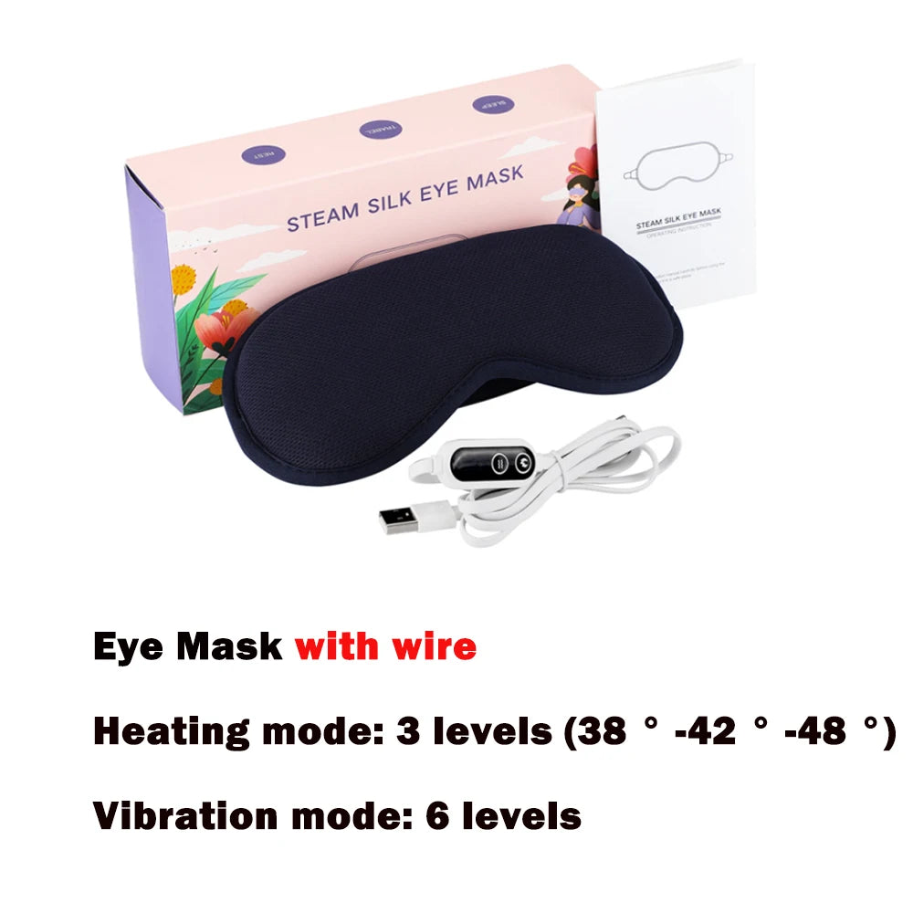 Electric Heated Eye Mask for Sleeping Warm Steam Vibration Eye Mask Hot&Cold Compress Dry Eyes Fatigue Relief Eye Care