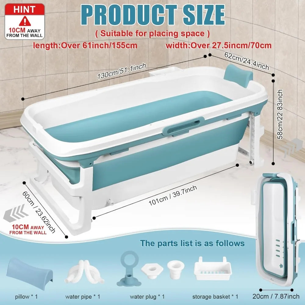 Sxvbdway Portable Folding Bathtub for Adults With Massage