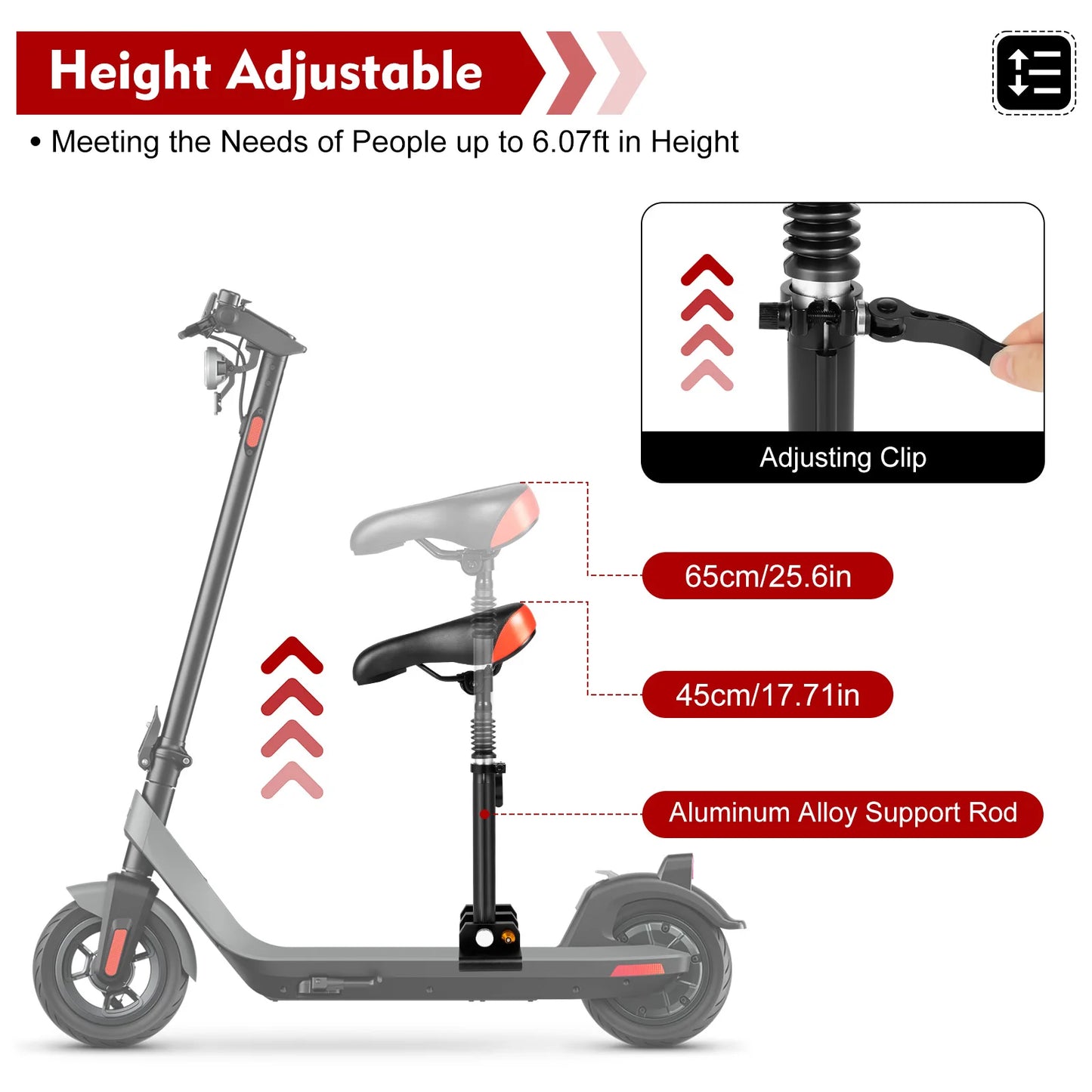 Electric Scooter Seat Adjustable Saddle Shock Absorption