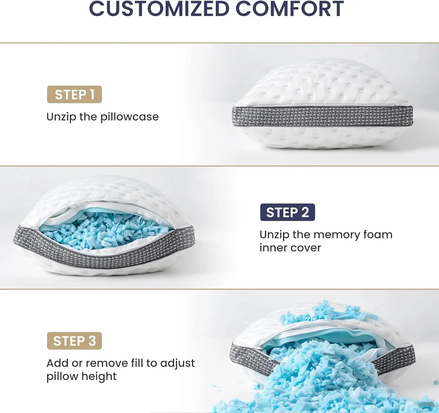 BedStory Cooling Gel Memory Foam Pillows Set 2 CertiPUR US