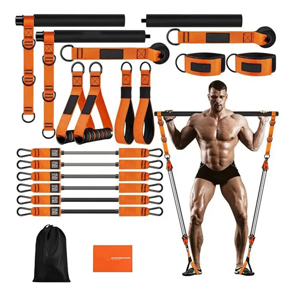 Multifunctional Pilates Bar & Resistance Bands Pilates Workout Equipment Exercise Bands Set Home Gym Strength Training Equipment