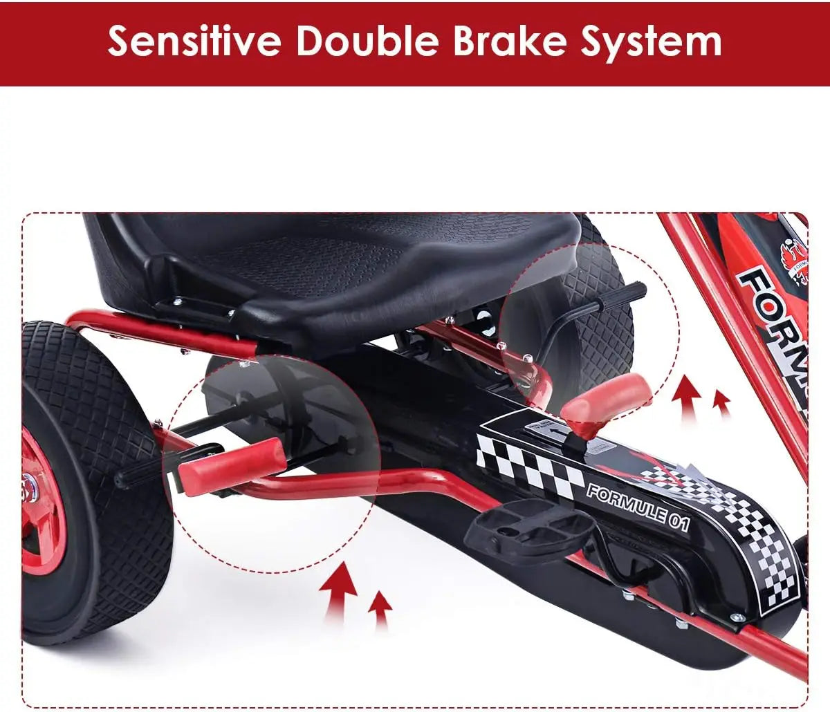 YTYIN Go Kart For Kids Four Wheel Off Road Pedal Car With Adjustable Seat Steering Wheel And EVA Rubber Tires