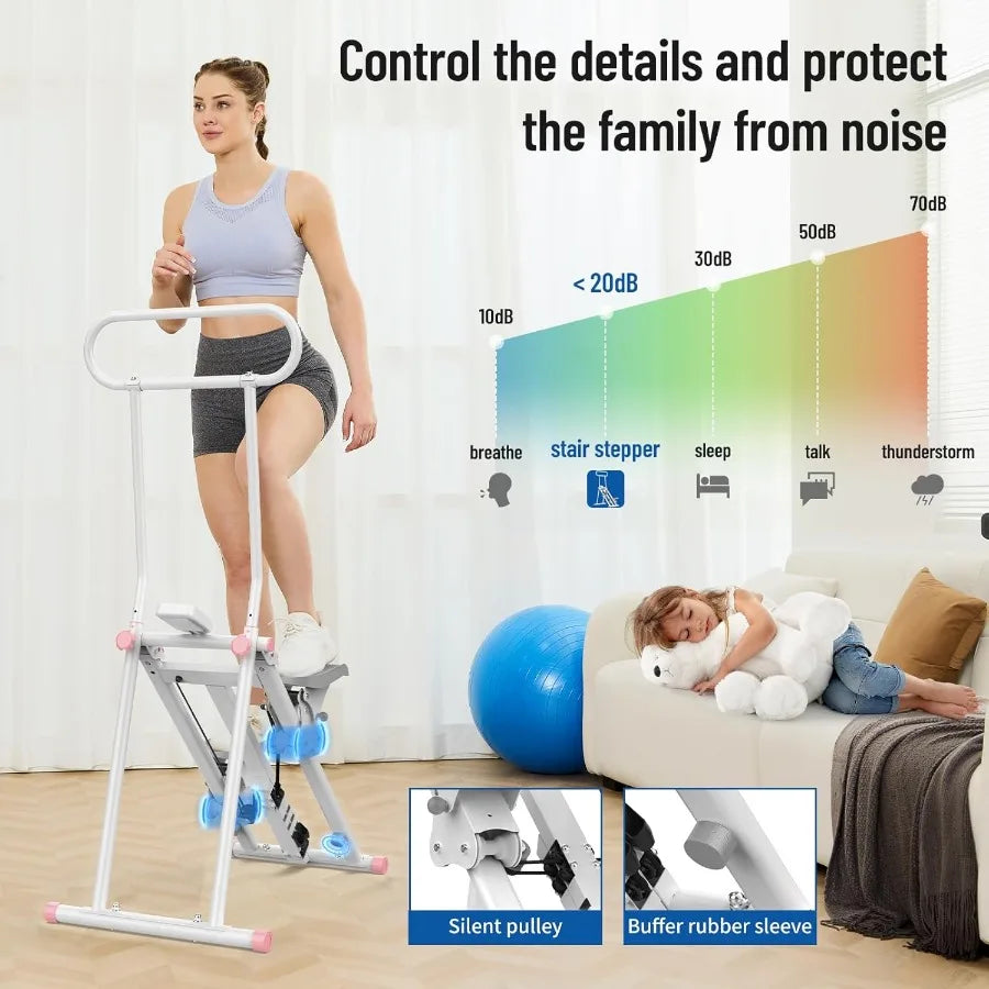 Stair Stepper for Home New Version 6 Adjustable Resistance Vertical Climber Cardio Exercise Machine with Folding Design for Ful