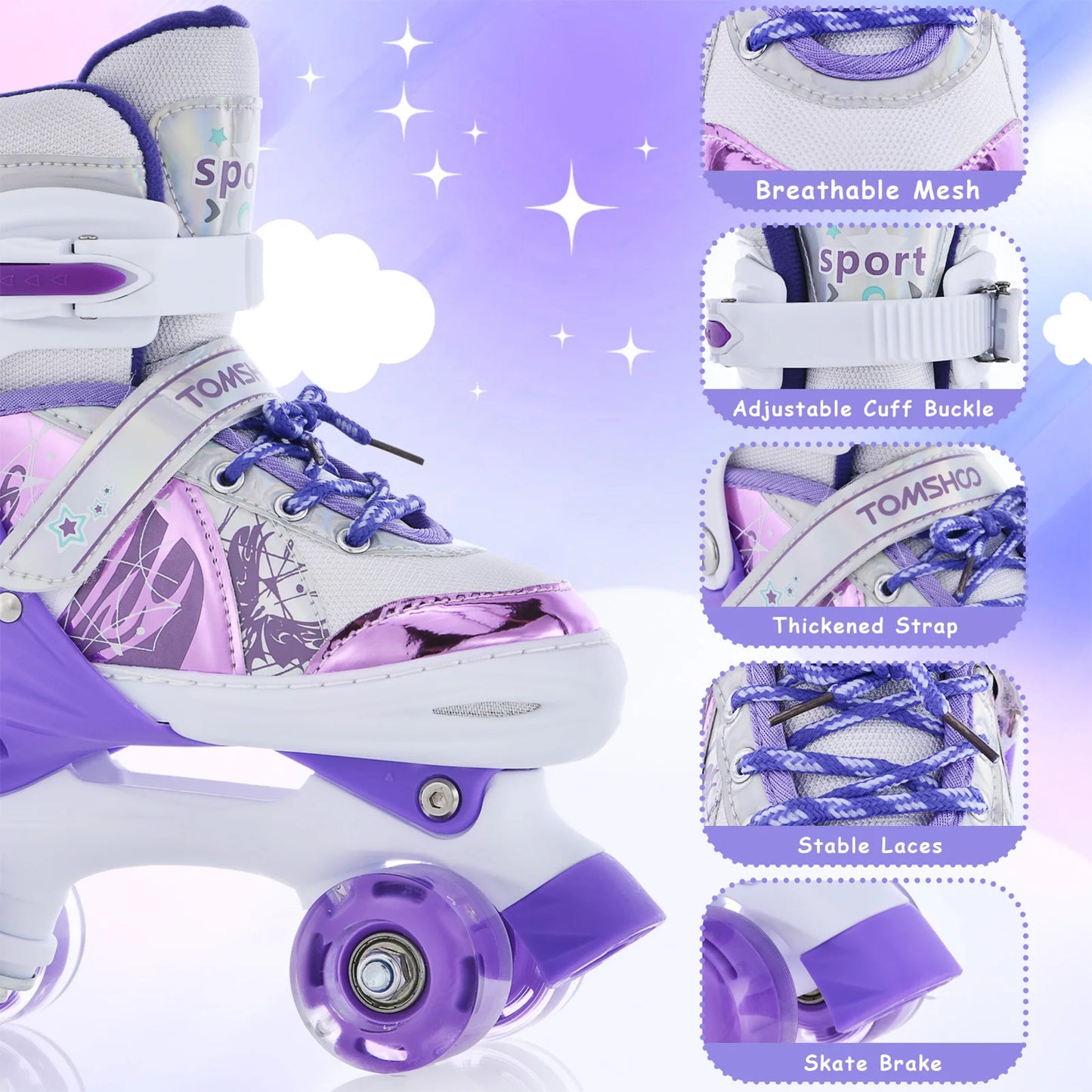 Hign Concerned Kids Roller Skates Light Up LED Wheels
