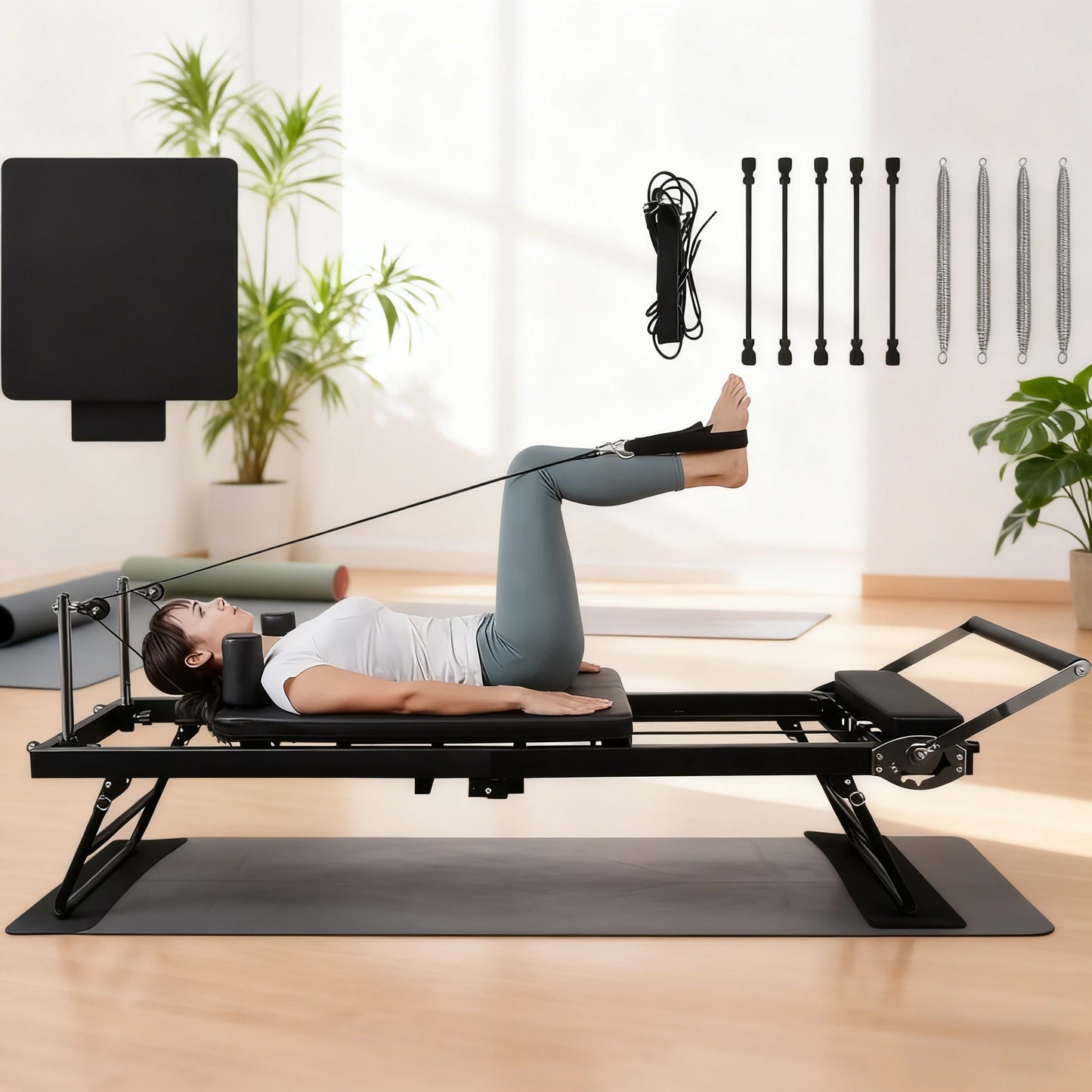ZHUXIANG Foldable Pilates Reformer Ultra Home Workout Machine