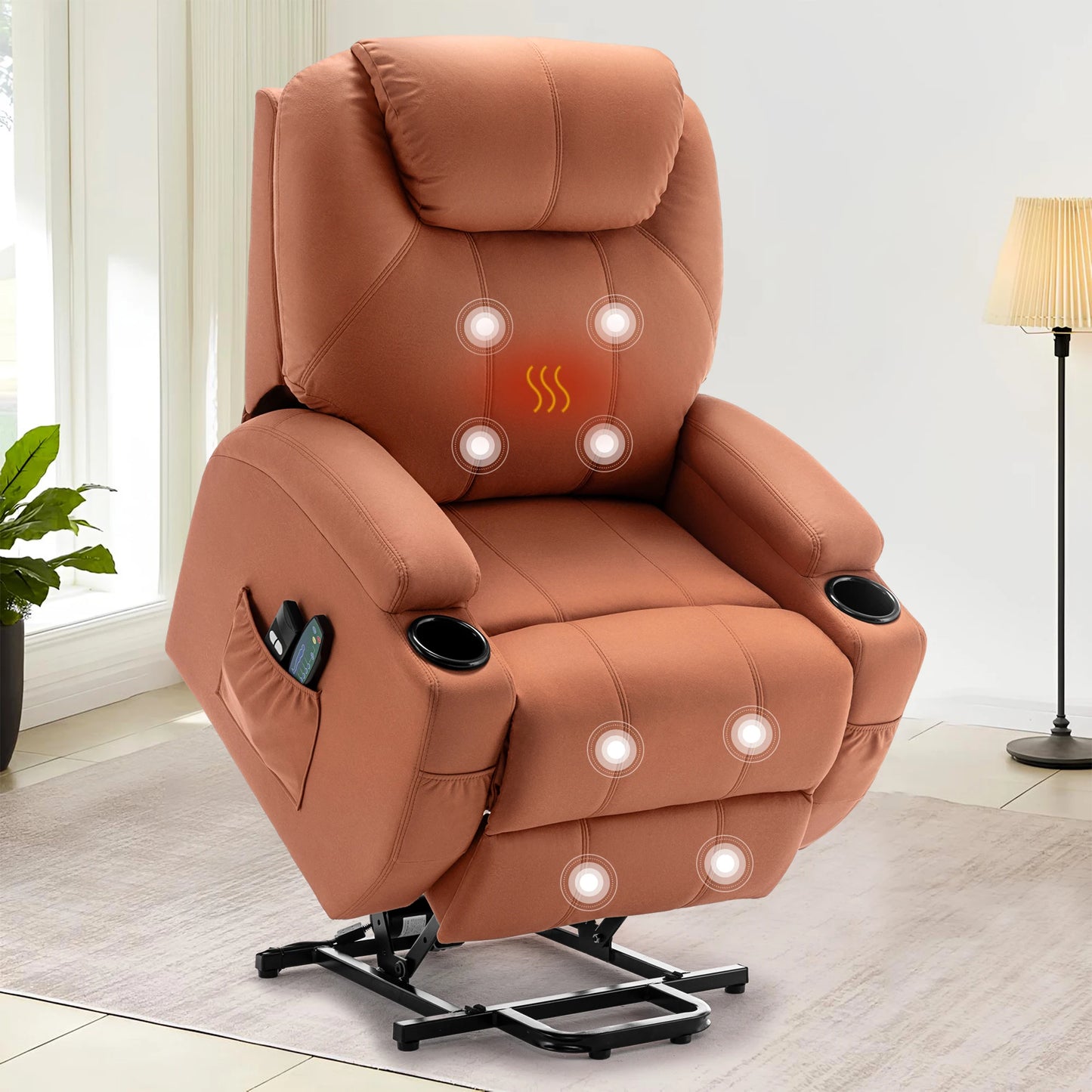 Korser Power Lift Recliner Chair for Elderly with Massage and Heat PU Leather Comfort Fabric for Living Room,Bedroom
