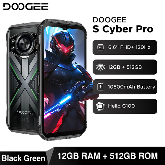 DOOGEE S Cyber Pro Rugged Phone 12GB 512GB 10800mAh Battery