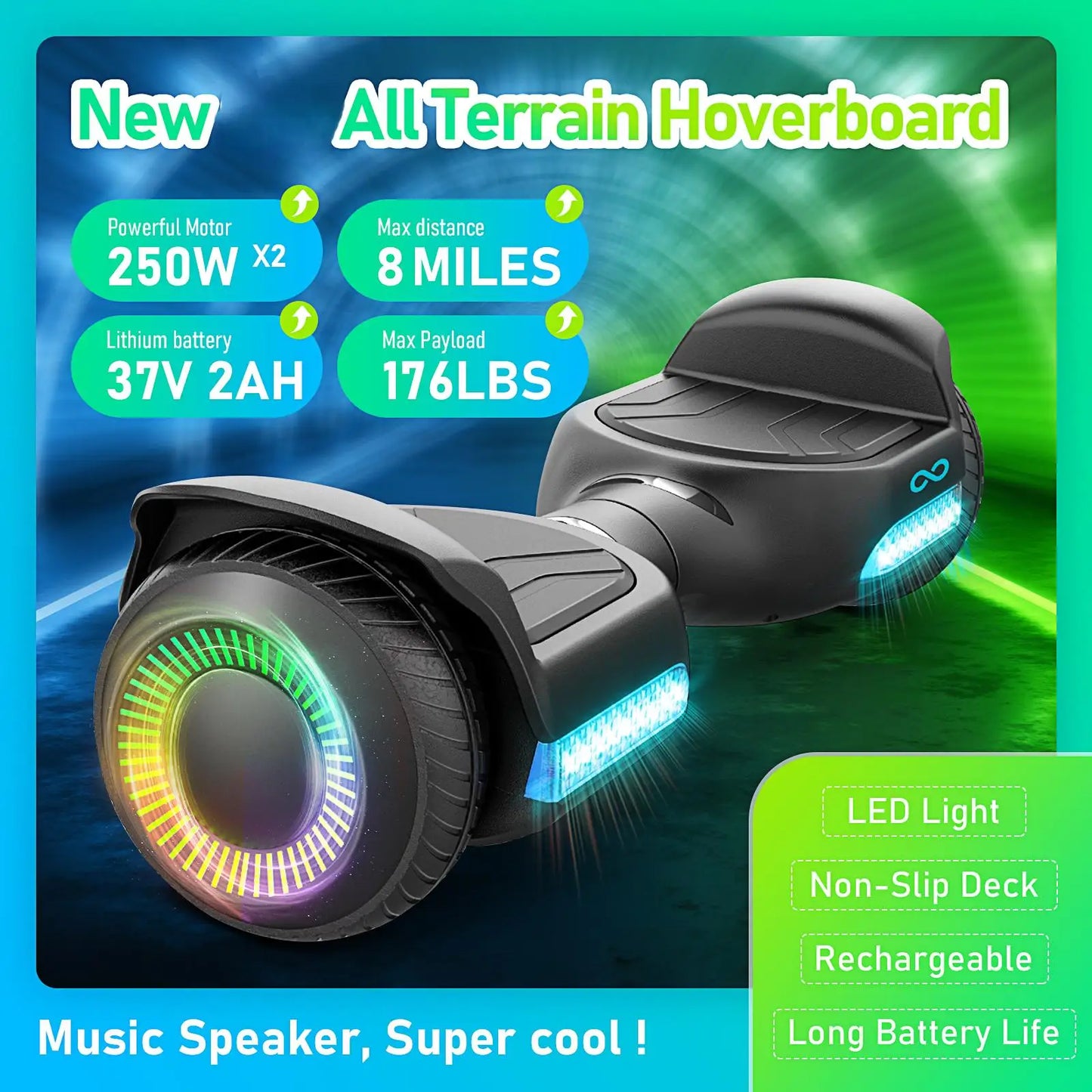 GYROORCE Self Balancing Hoverboard With LED Lights And Bluetooth Speaker