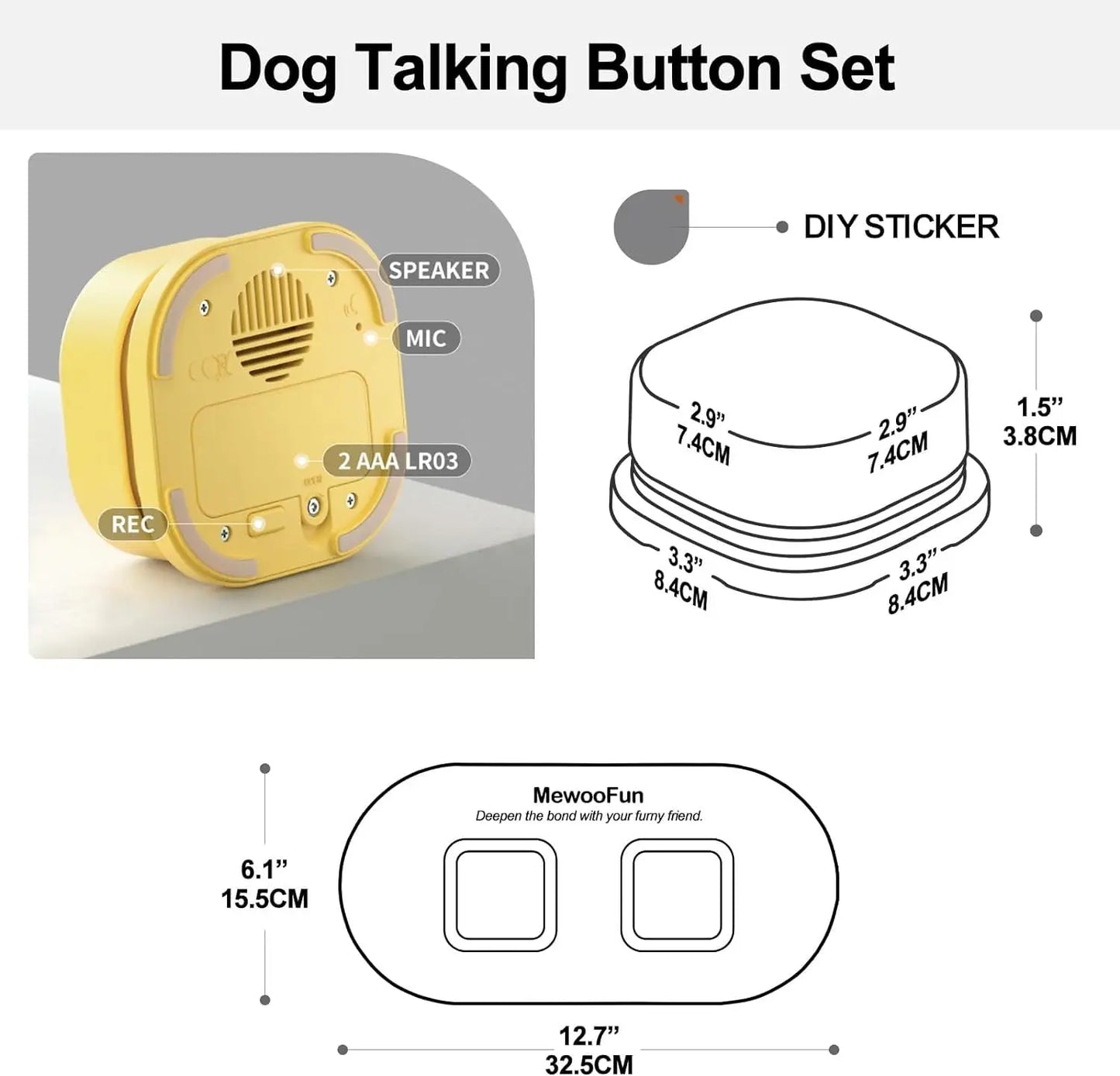 MEWOOFUN Voice Recording Button for Dogs Talking Training