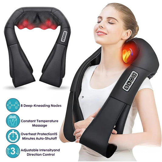 HOMEFISH Shiatsu Neck And Shoulder Massager Heated Pillow
