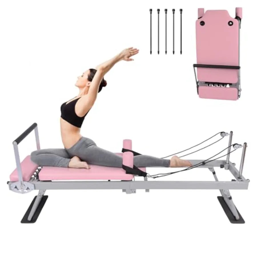 XMSJ Foldable Pilates Reformer With Resistance Cords For Home Use
